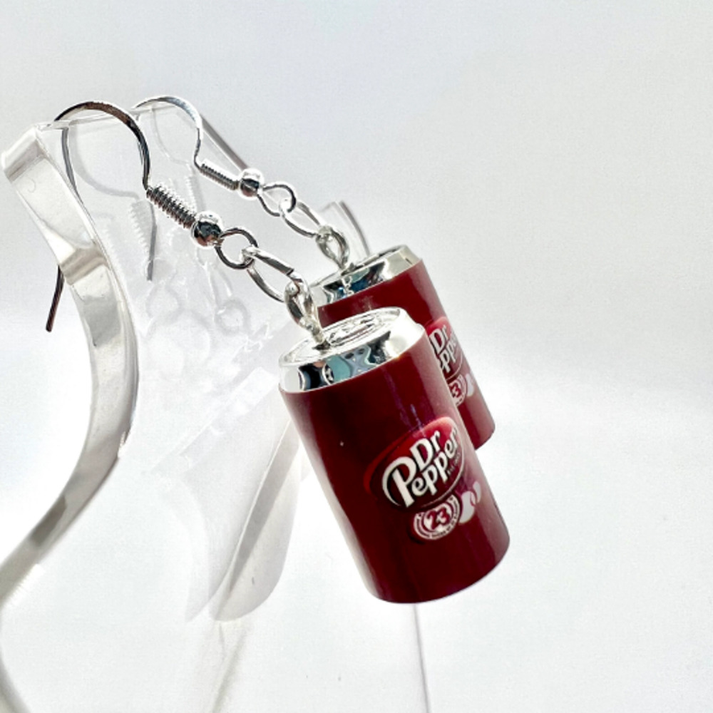 Dr Pepper Earrings - Soft Drink Earrings - Soda Can Earrings - Picture 5 of 7